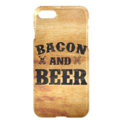 Bacon and beer rustic wood iPhone 7 case