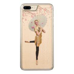 Ballerina and Cherry Blossoms Carved iPhone 7 Plus Case