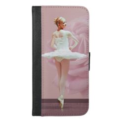 Ballerina in White with Pink Rose iPhone 6/6s Plus Wallet Case