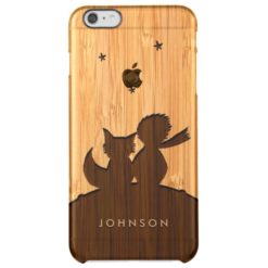 Bamboo Look & Engraved Little Prince with Fox Clear iPhone 6 Plus Case