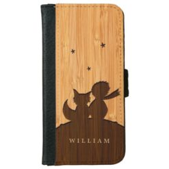 Bamboo Look & Engraved Little Prince with Fox iPhone 6/6s Wallet Case