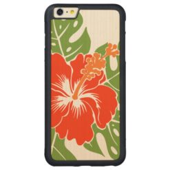 Banzai Beach Hawaiian Hibiscus Floral Carved Maple iPhone 6 Plus Bumper