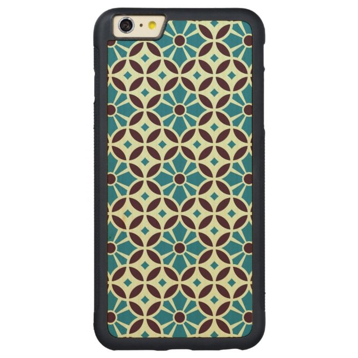 Barcelona cement tile petals with star Carved maple iPhone 6 plus bumper case