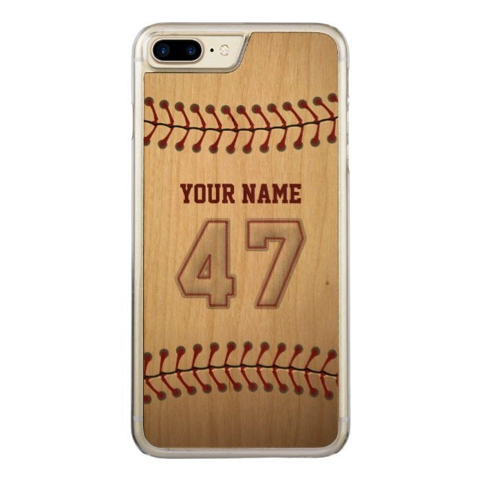 Baseball Number 47 with Your Name - Wooden Sporty Carved iPhone 7 Plus Case