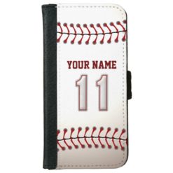 Baseball with Customizable Name Number 11 iPhone 6/6s Wallet Case
