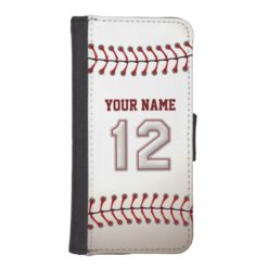 Baseball with Customizable Name Number 12 iPhone SE/5/5s Wallet Case