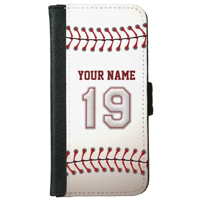 Baseball with Customizable Name Number 19 Wallet Phone Case For iPhone 6/6s