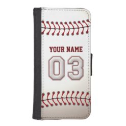 Baseball with Customizable Name Number 3 iPhone SE/5/5s Wallet