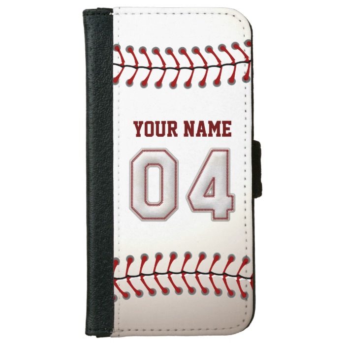 Baseball with Customizable Name Number 4 iPhone 6/6s Wallet Case