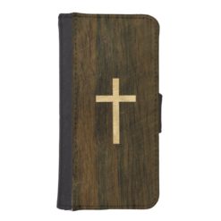 Basic Christian Cross Wooden Veneer Maple Rosewood iPhone SE/5/5s Wallet Case