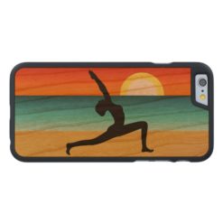 Beach Yoga Warrior Pose Wooden 6 6S Landscape Carved Cherry iPhone 6 Case