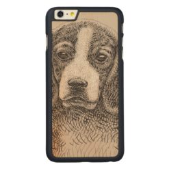 Beagle puppy dog Hand Made Real Wood Carved Maple iPhone 6 Plus Slim Case