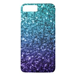 Beautiful Aqua blue Ombre glitter sparkles iPhone 7 Plus Case