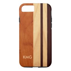 Beautiful Monogrammed Wood Stripes Pattern iPhone 7 Case