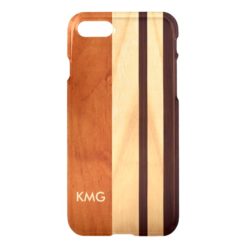 Beautiful Monogrammed Wood Stripes Pattern iPhone 7 Case