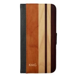 Beautiful Monogrammed Wood Stripes iPhone 6/6s Plus Wallet Case