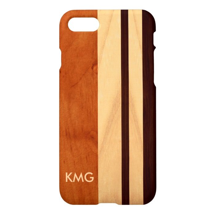 Beautiful Monogrammed Wood Stripes iPhone 7 Case