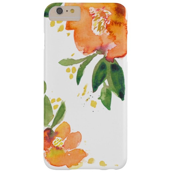 Beautiful Orange Watercolor Flowers Barely There iPhone 6 Plus Case