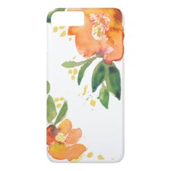 Beautiful Orange Watercolor Flowers iPhone 7 Plus Case