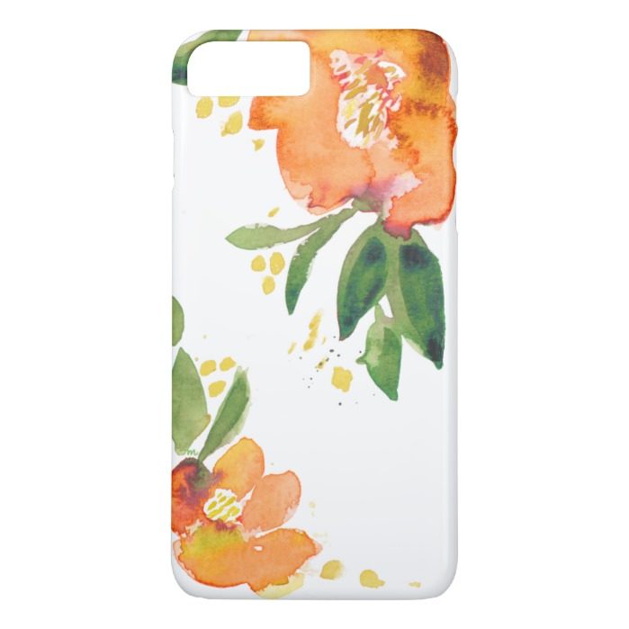 Beautiful Orange Watercolor Flowers iPhone 7 Plus Case
