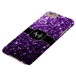 Beautiful Purple glitter sparkles Monogram Barely There iPhone 6 Plus Case