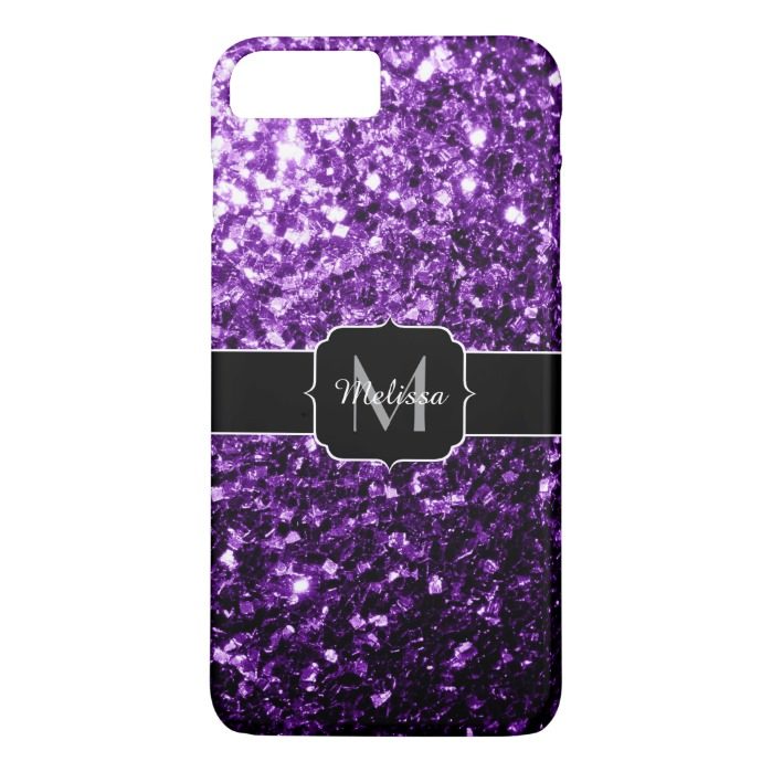 Beautiful Purple glitter sparkles Monogram iPhone 7 Plus Case