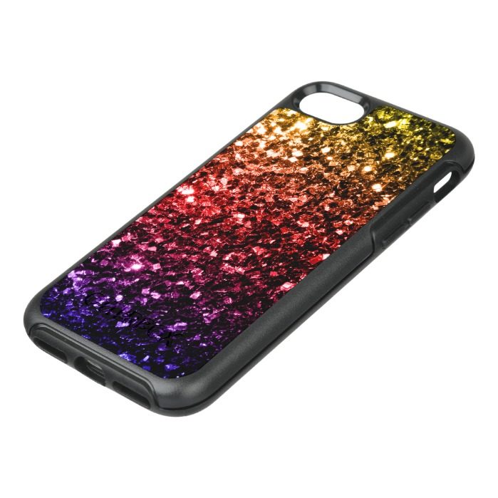 Beautiful Rainbow yellow red purple sparkles OtterBox Symmetry iPhone 7 Case