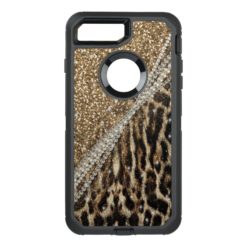Beautiful chic girly leopard animal faux fur print OtterBox defender iPhone 7 plus case