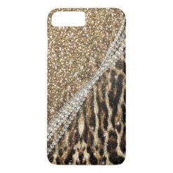 Beautiful chic girly leopard animal faux fur print iPhone 7 plus case
