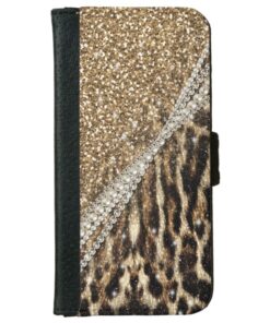 Beautiful chic girly leopard animal faux fur print wallet phone case for iPhone 6/6s