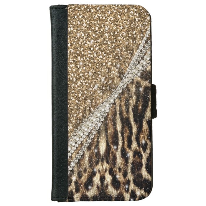 Beautiful chic girly leopard animal faux fur print wallet phone case for iPhone 6/6s