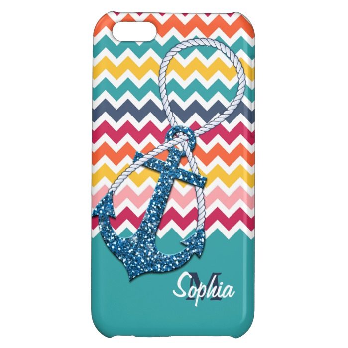 Beautiful faux glitter nautical anchor infinity iPhone 5C covers