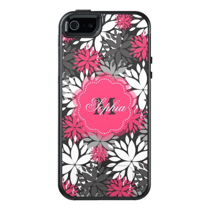 Beautiful girly trendy monogram floral pattern OtterBox iPhone 5/5s/SE case