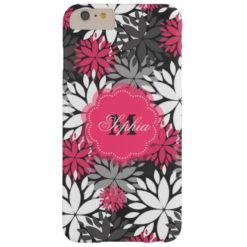 Beautiful girly trendy monogram floral pattern barely there iPhone 6 plus case