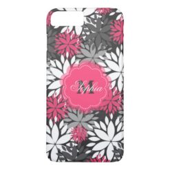 Beautiful girly trendy monogram floral pattern iPhone 7 plus case