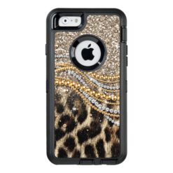 Beautiful trendy leopard faux animal print OtterBox defender iPhone case