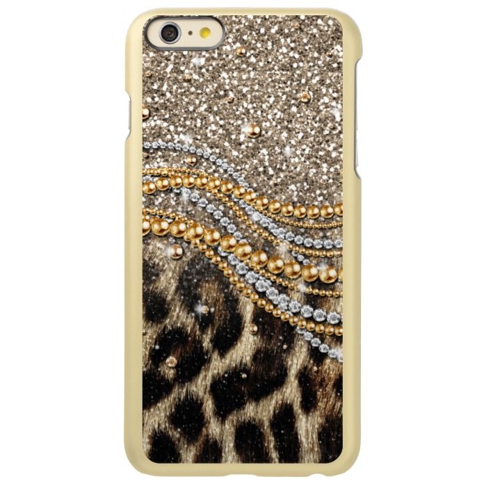 Beautiful trendy leopard faux animal print incipio Feather shine iPhone 6 plus case