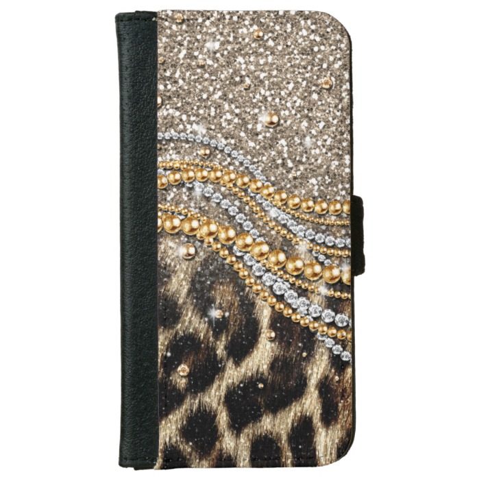 Beautiful trendy leopard faux animal print wallet phone case for iPhone 6/6s