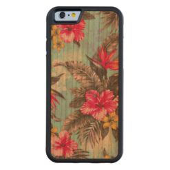 Beautiful tropical floral paint watercolors Carved cherry iPhone 6 bumper case