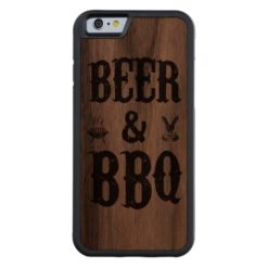 Beer and BBQ Carved Walnut iPhone 6 Bumper Case
