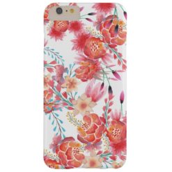 Bight pink coral watercolor trendy floral pattern barely there iPhone 6 plus case