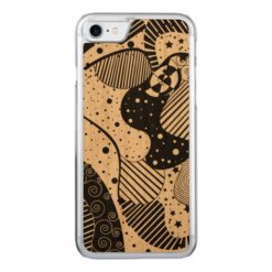 Black Abstract Modern Geometric Art Carved iPhone 7 Case