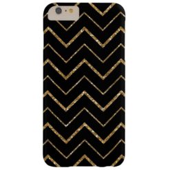 Black Chevron Gold Faux Glitter Barely There iPhone 6 Plus Case