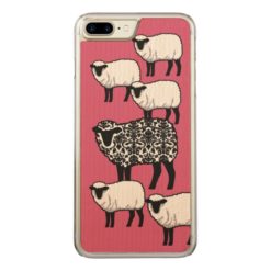 Black Damask Sheep Carved iPhone 7 Plus Case