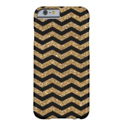 Black Gold Faux Glitter Chevron Barely There iPhone 6 Case