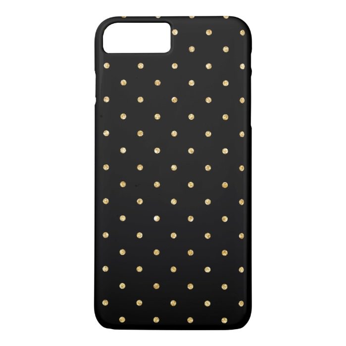 Black Gold Glitter Small Polka Dots Pattern iPhone 7 Plus Case