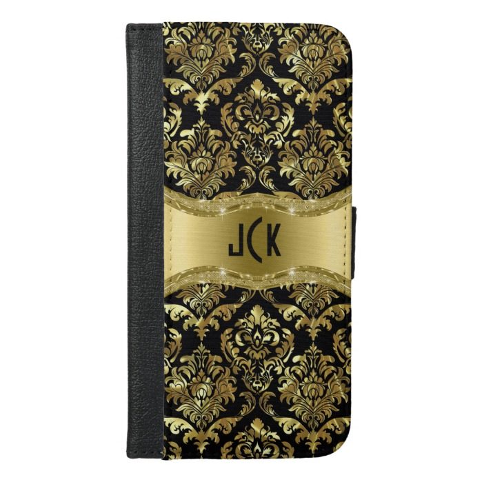 Black & Gold Tones Floral Damasks iPhone 6/6s Plus Wallet Case