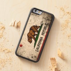 Black Grunge California State Flag Carved Maple iPhone 6 Bumper Case