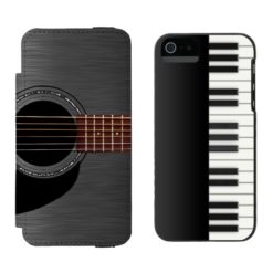 Black Guitar Piano Combo Wallet Case For iPhone SE/5/5s