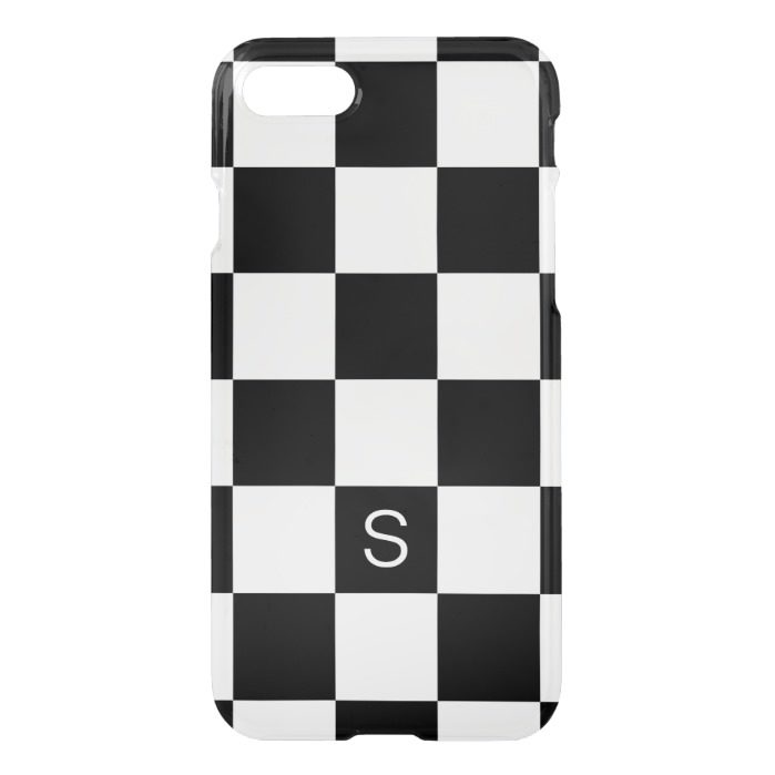 Black White Checkered Monogram iPhone 7 Case